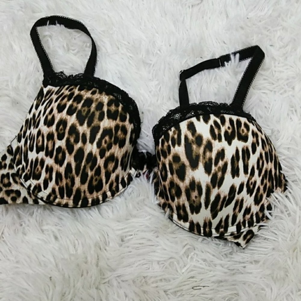 Scandale Paris Leopard Print Push Up Bra NEW 34C